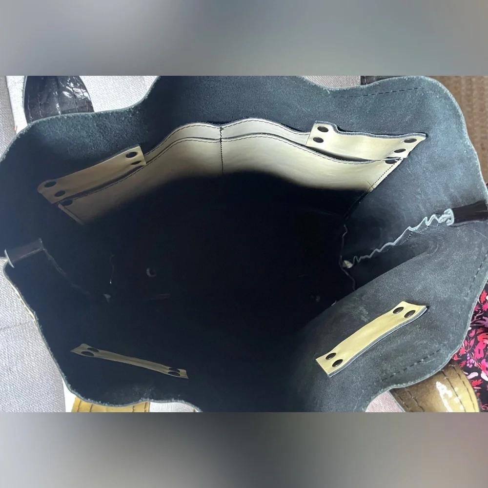 stephane verdino  Black and Gold Tote Bag big handbag  gloss - Picture 11 of 12